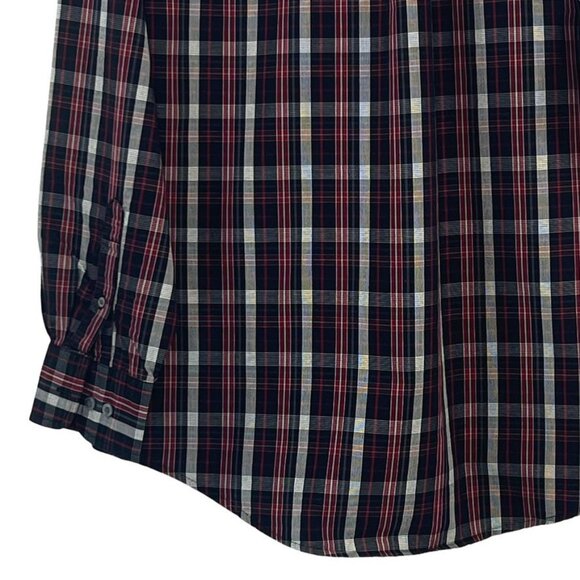 Izod Mens Button Up Long Sleeves Shirt Size L Collared Plaid Red Black Cotton - Picture 4 of 10